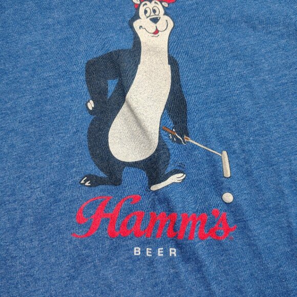 Hamms Beer T-Shirt Blue 19th Hole American Needle Bear Mascot Graphic Medium Y2K - Picture 3 of 9